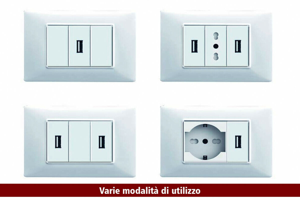 ETTROIT Modulo Presa Caricatore USB 5V 2,1A Colore BIANCO Compatibile Con Bticin