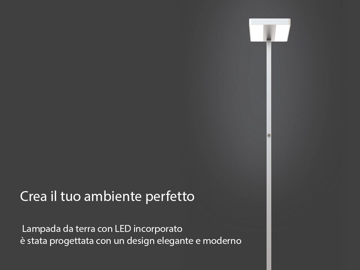 Piantana Lampada Led Da Terra Moderna Bianco Interruttore Rotella Corner Rotond