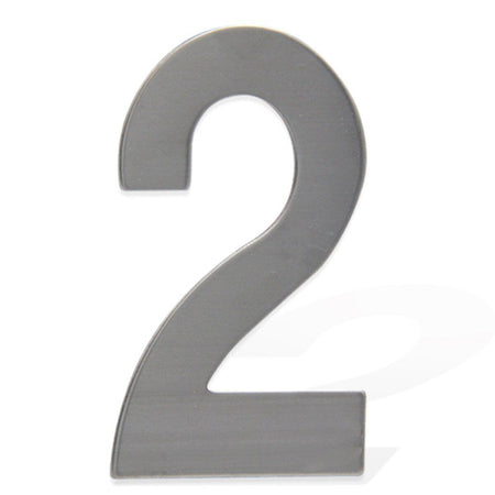 Numero Civico Adesivo 2 in Acciaio Inossidabile Colore Cromato 75mm <ul><li