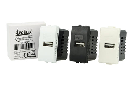 Modulo Caricatore USB 5V 2.1A Compatibile Con Placca Bticino Matix Colore Bianc