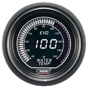 Manometro Strumento PROSPORT 52mm Temperatura Acqua 40-140°C Verde/Bianco DIGITA