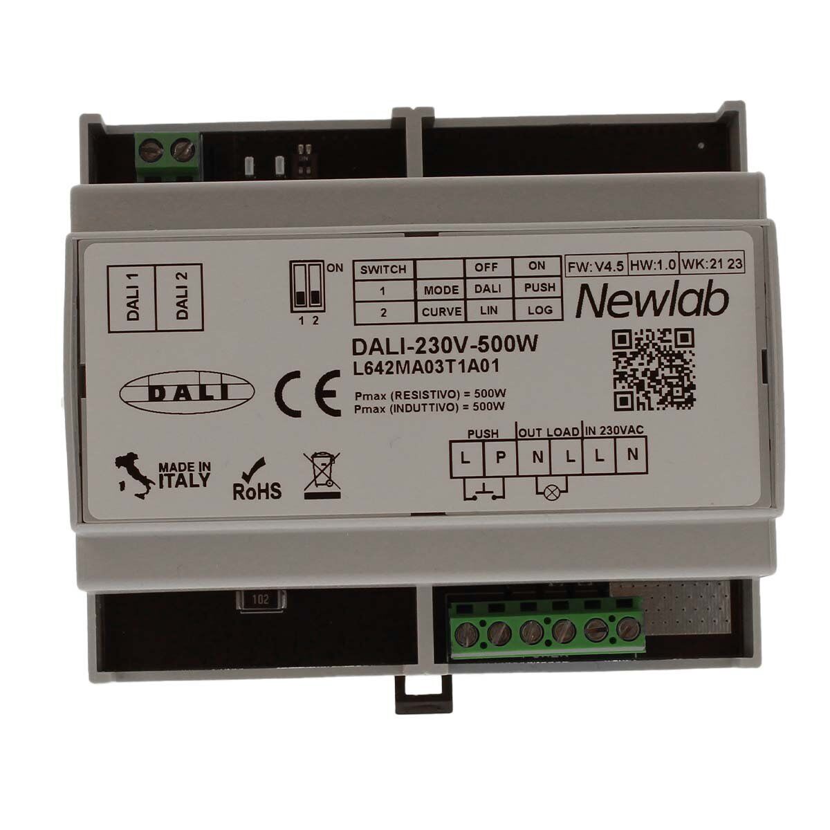 NEWLAB PUSH-230V-500W Led Dimmer Taglio di Fase Da Guida DIN Con Ingresso