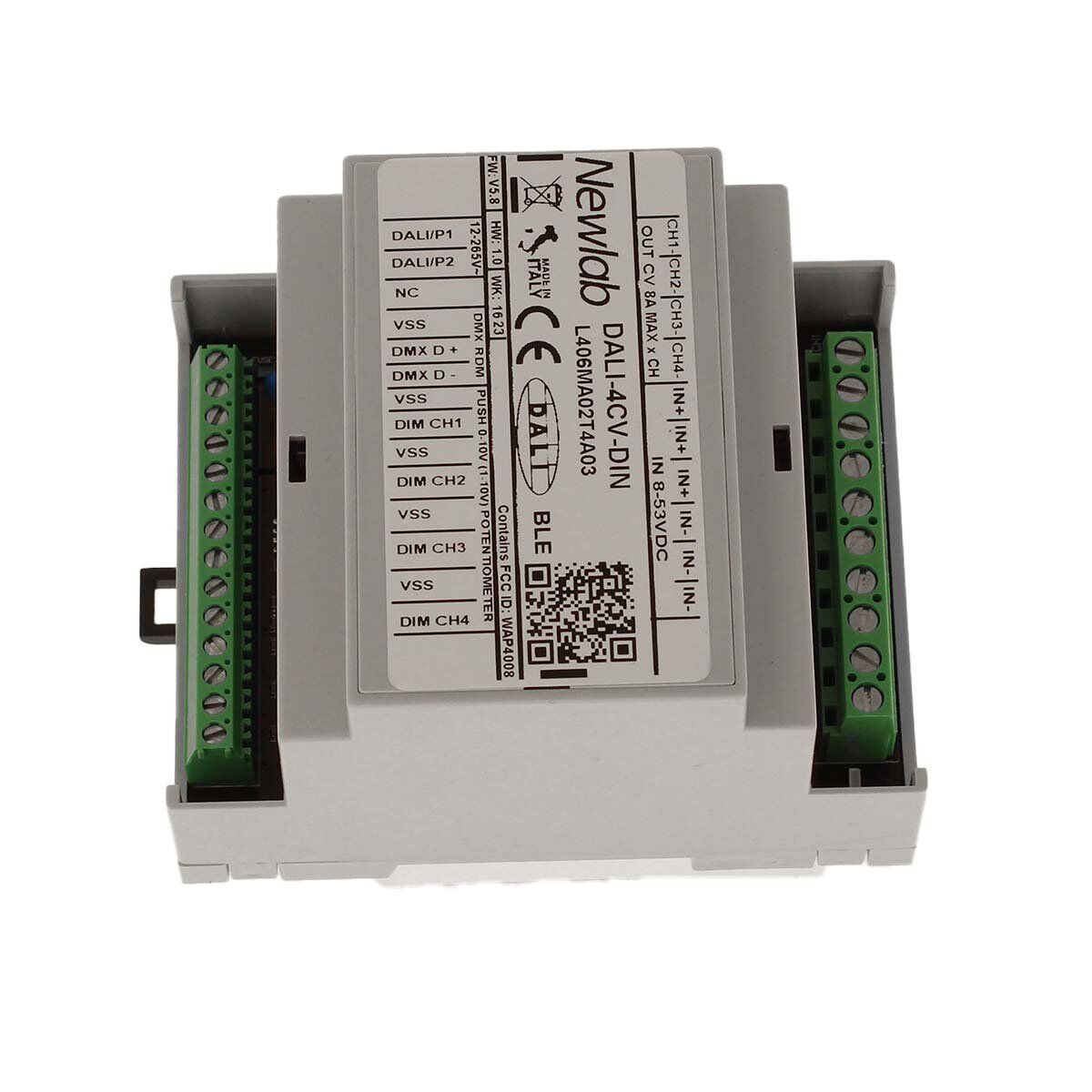 NEWLAB DALI-4CV-DIN Led Dimmer 4 Canali in Tensione 12V 24V 48V Ingresso DALI