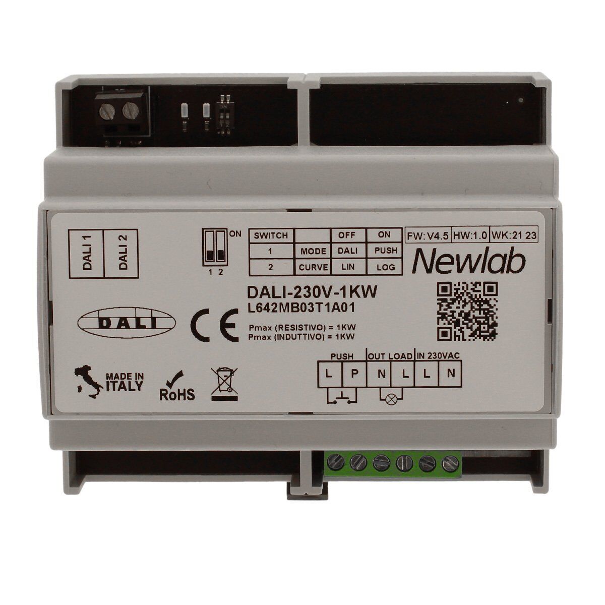 NEWLAB PUSH-230V-1KW Led Dimmer Taglio di Fase Da Guida DIN Con Ingresso