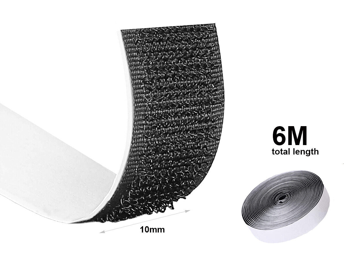 Nastro Di Velcro Con Adesivo Nero Misura 1cmX6m Per Zanzariera Solo Parte Hook
