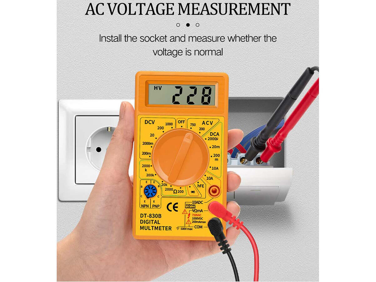 Multimetro Digitale Voltmetro Amperometro Ohm Tester DT830B <ul> <li>Mini