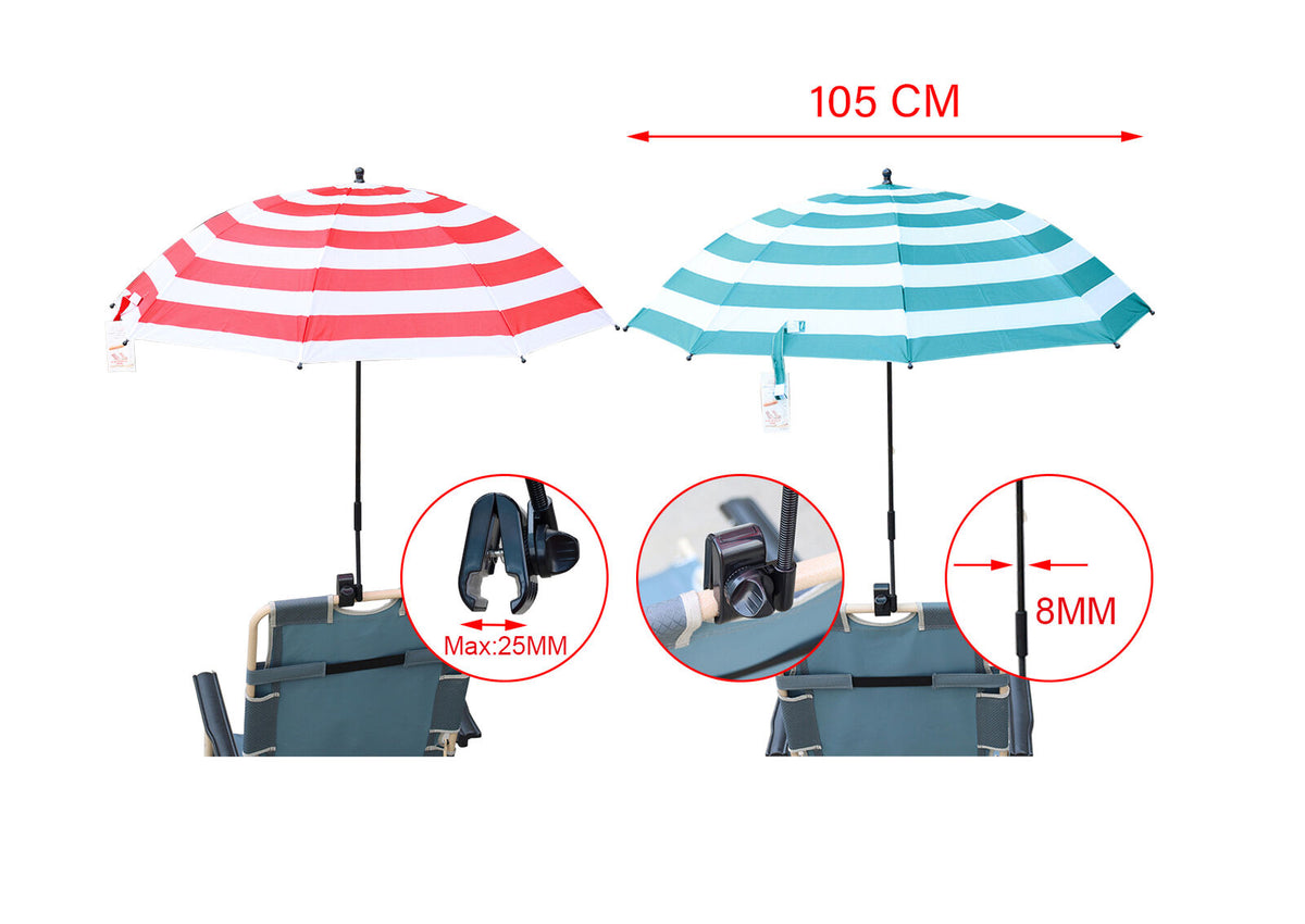 Ombrellone per Sedia da Spiaggia 105cm Con Pinza Colori Assortiti
