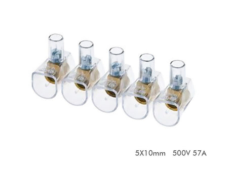 Morsettiera Volante 5X10mm Trasparente 500V 57A <ul><li>Morsetto Elettrico