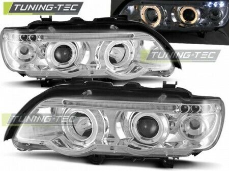 Coppia fari fanali anteriori TUNING X5 e53 (99-02) Angel Eyes cromati