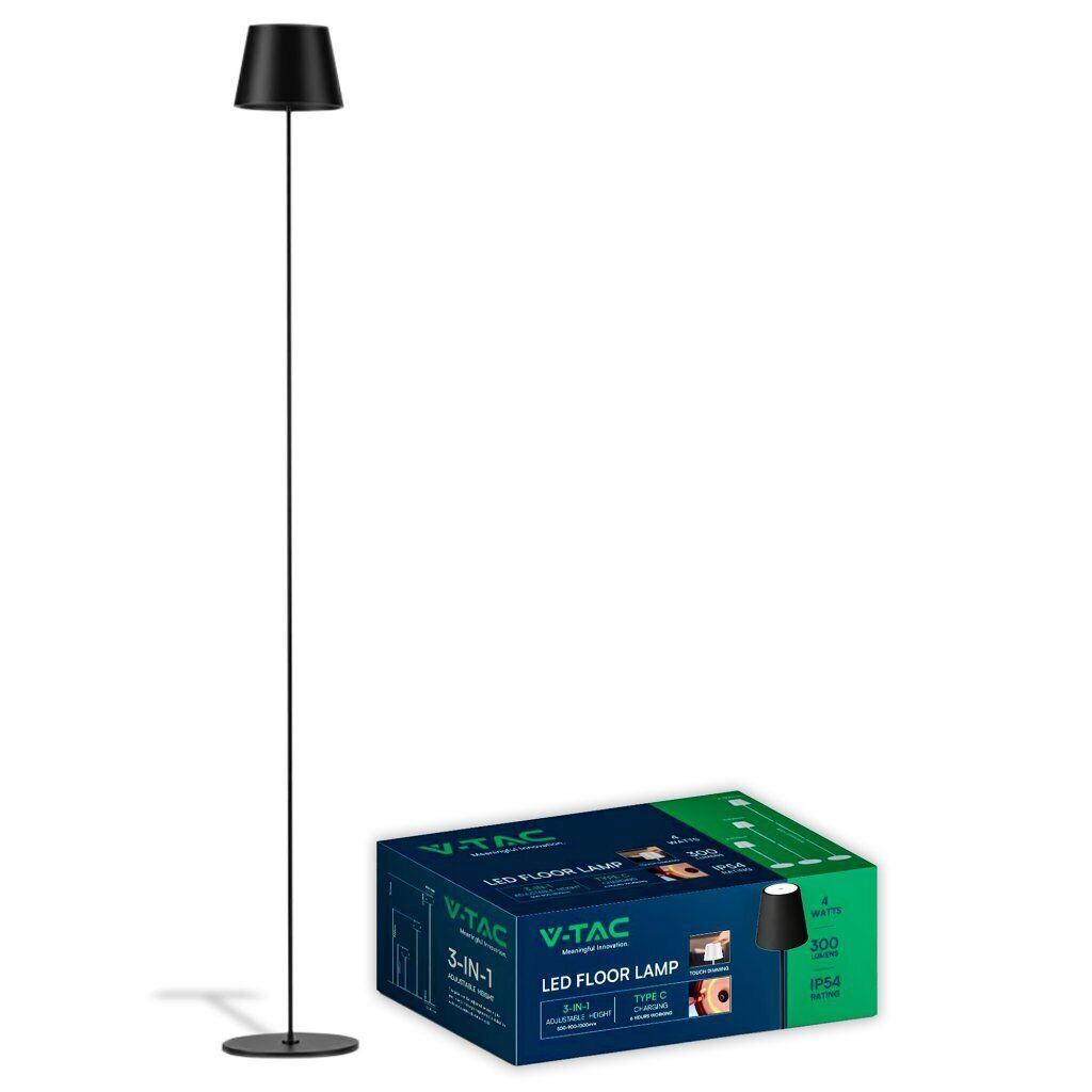 Piantana LED 4W Colore Nero in Alluminio con Touch Dimmerabile Altezza