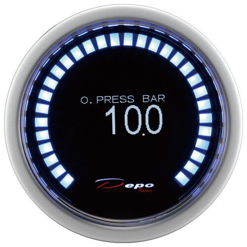 Manometro Strumento 52mm DEPO Pressione Olio 0-10 BAR DIGITALE 30 OLED DISPLAY