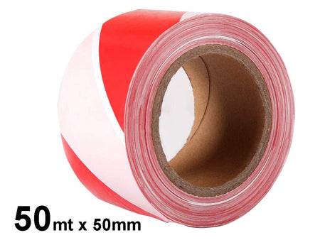 Nastro Adesivo Segnalatico PPL Bianco Rosso 50mm X 50mt <ul><li>Alta Visibilità