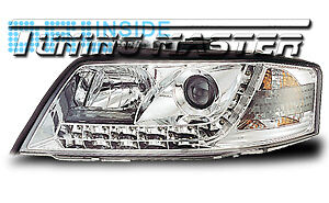 Fari Anteriori Dayline DRL Luci Diurne A6 C5 01->04 Cromati Omologati CE87