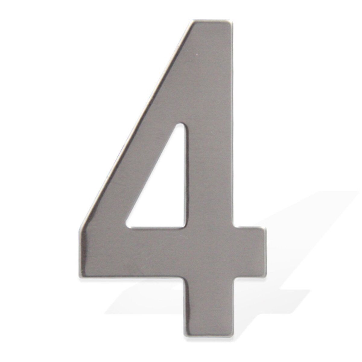 Numero Civico Adesivo 4 in Acciaio Inossidabile Colore Cromato 75mm <ul><li