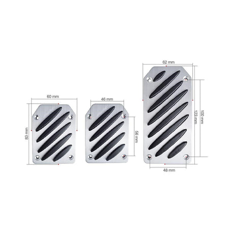 Pedali Black Stripe 3 in alluminio satinato con inserti gomma anti scivolo
