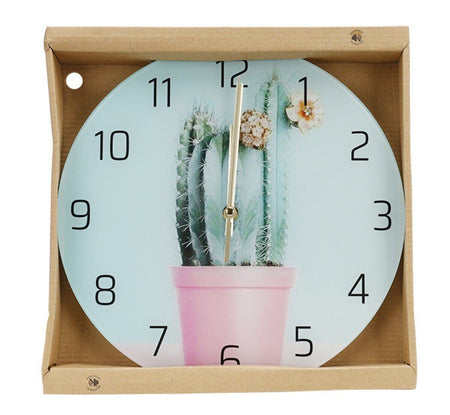 Orologio Da Parete Diametro 29.5cm In Vetro Disegno Cactus <ul><li>Questo