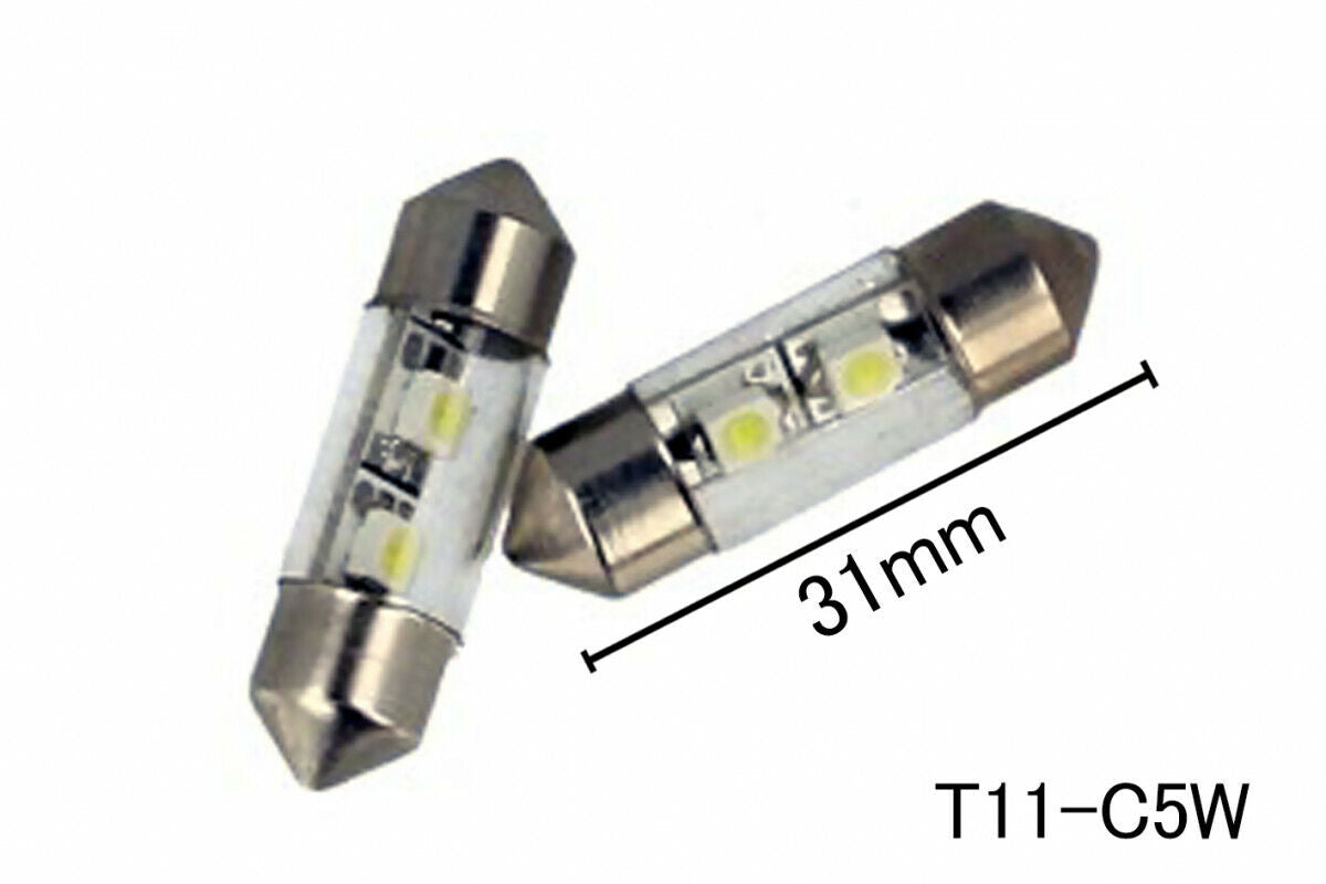 Coppia 2 Lampade Led T11 C5W Siluro 31mm Con 2 Smd 3528 Colore Bianco Freddo