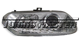 coppia Fari fanali Tuning 156 anteriori DAYLINE ottica diurne cromati