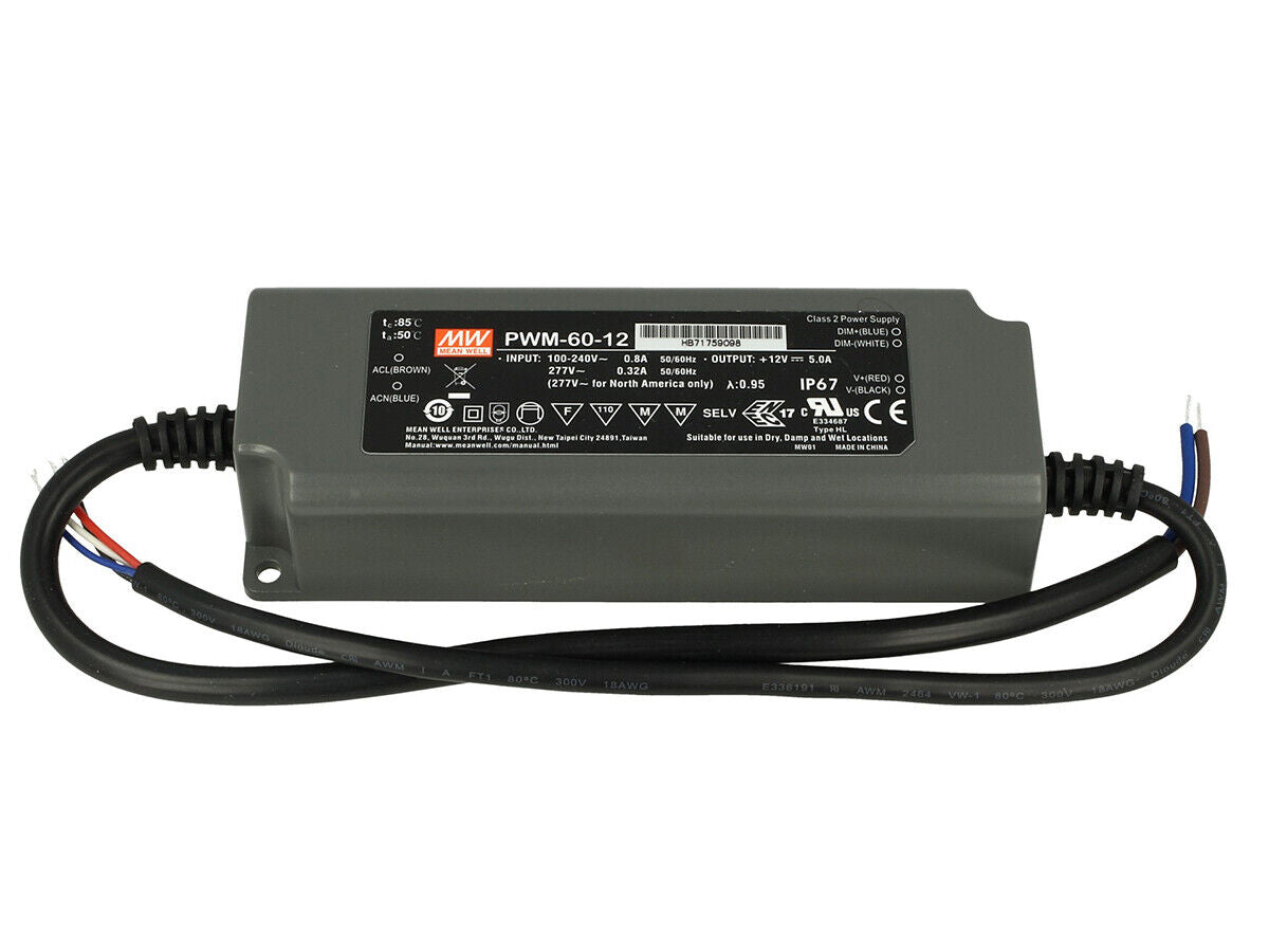 Alimentatore Led Meanwell PWM-60-12 Dimmerabile 60W 12V IP67 Dimming 3 in 1