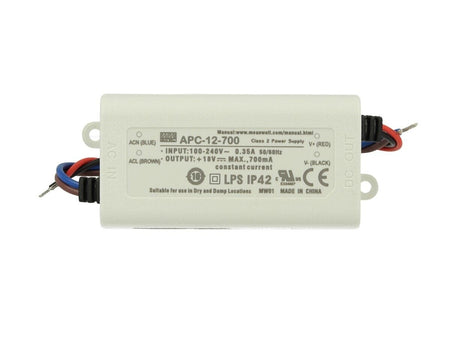 Led Driver CC MeanWell APC-12-700 Trasformatore 700mA 9V-18V DC 12W Corrente