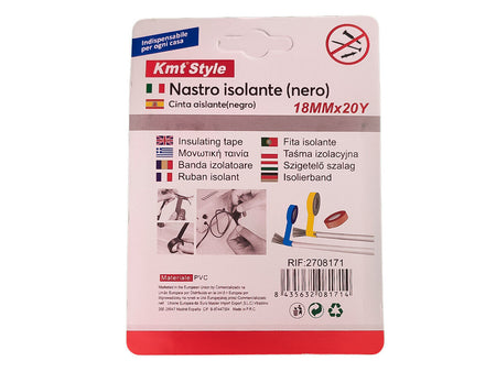 Nastro Isolante Elettrico in PVC 18mm X 20m Nero <ul> <li> Realizzata è Grado