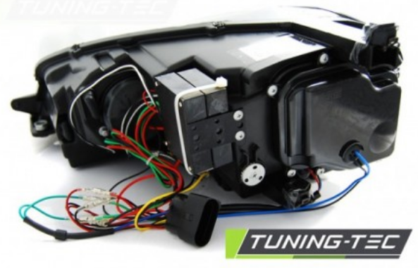 Coppia Fari Fanali Anteriori Tuning GOLF 7 VII 12-17 U-TYPE DRL Nero Linea CROMO