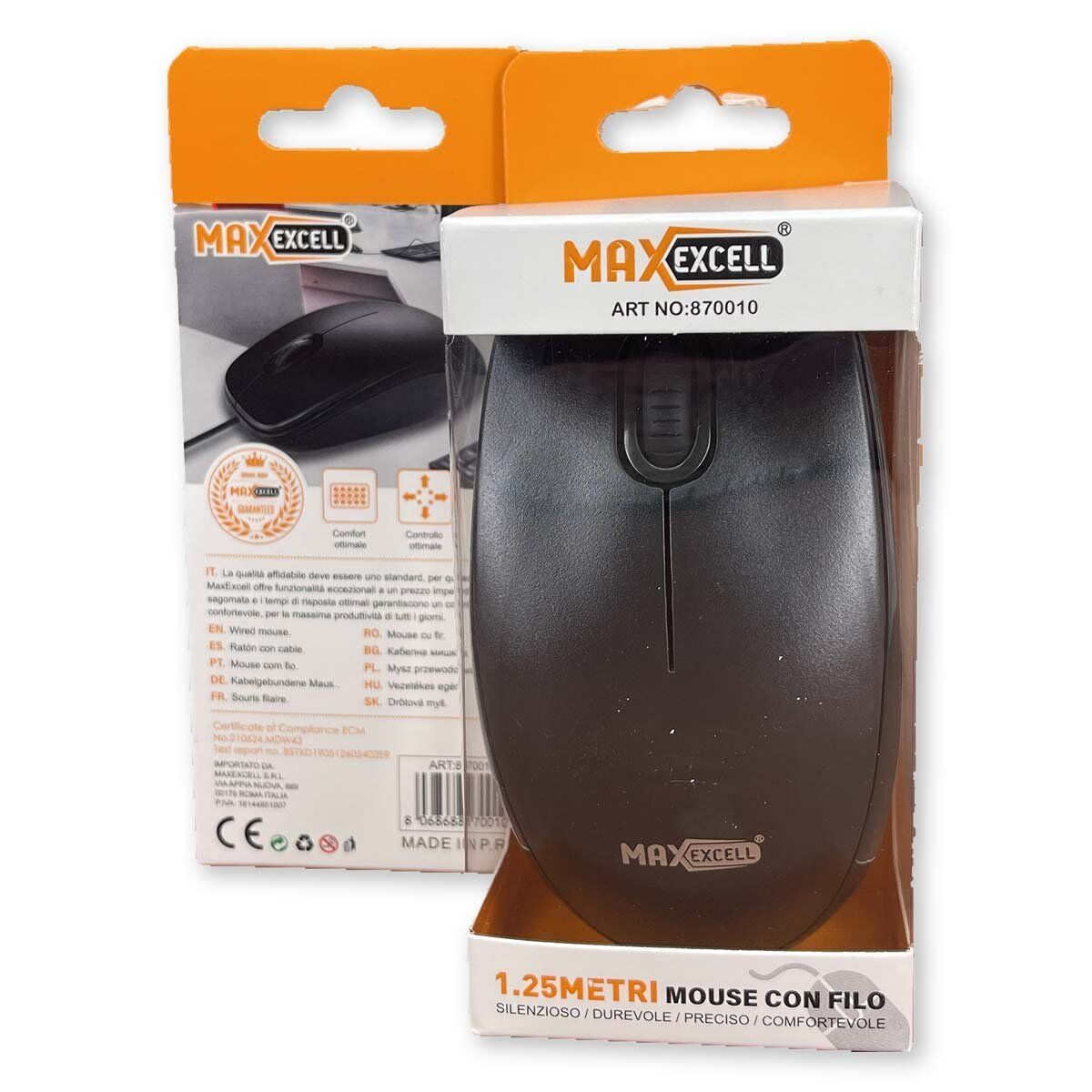 Mouse Ottico USB 2.0 Leggera e Slim da Lavoro Ufficio Viaggio Uso Personale con