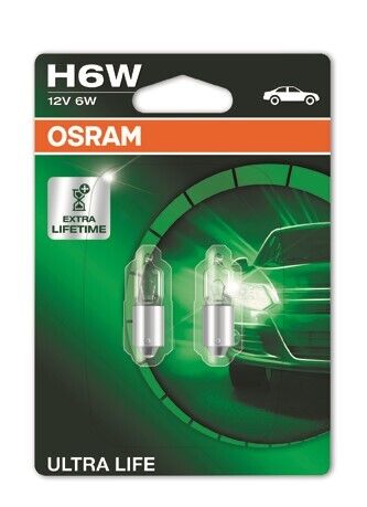 OSRAM Ultra Life 64132ULT-02B BAX9s 12V 6W H6W &