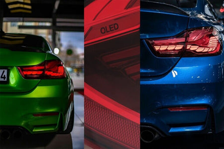 COPPIA SET FARI FANALI F32 33 36 M4 82 83 13-03.19 TUNING dinamica ROSSI chiaro