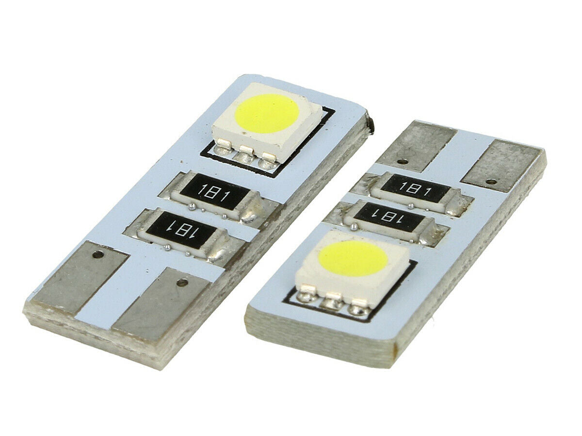 LAMPADA LED CANBUS T10 W5W 2 SMD BIANCO NO POLARITA NO ERRORE CHECK LUCI 12V