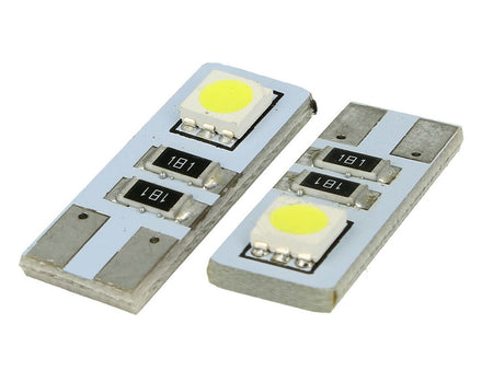 LAMPADA LED CANBUS T10 W5W 2 SMD BIANCO NO POLARITA NO ERRORE CHECK LUCI 12V