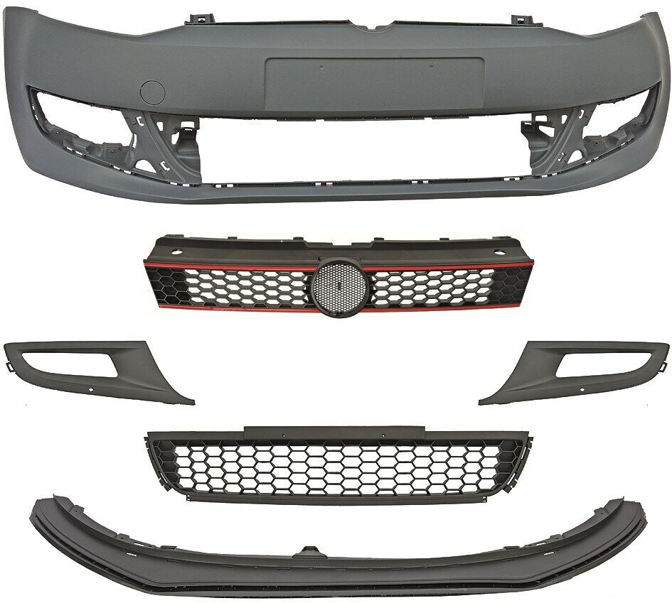 Paraurti anteriore TUNING POLO 2009-2014 Stile GTI griglie e spoiler