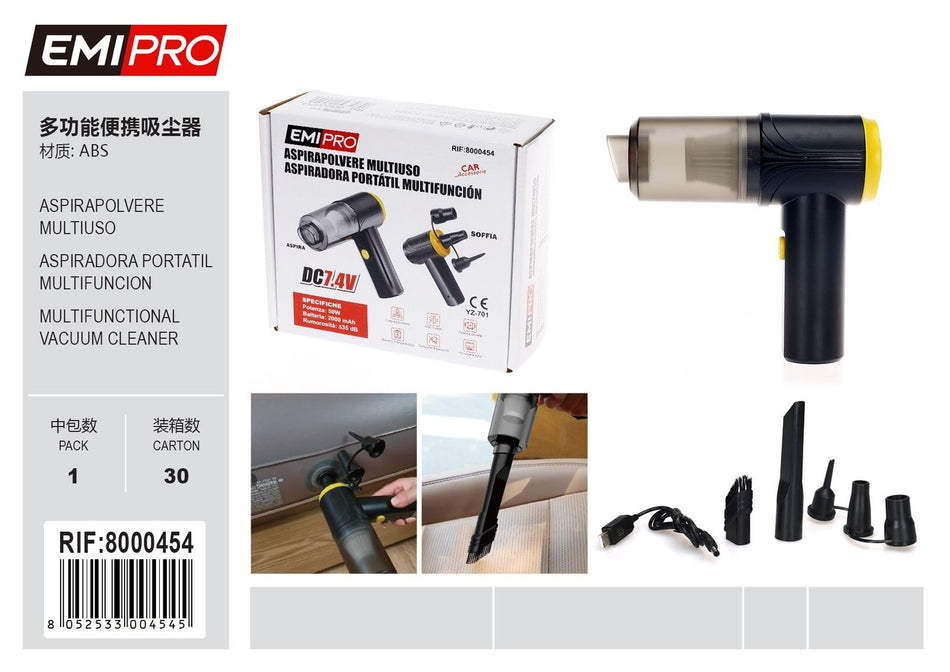Aspirapolvere Multiuso da 50W DC 7.4V Senza Fili Modalita Aspira e Soffia con 3