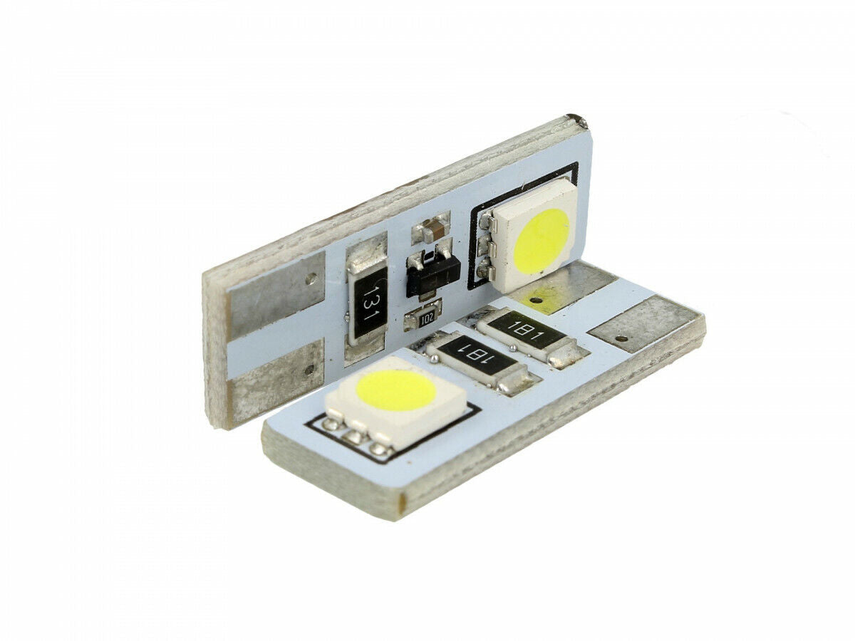 LAMPADA LED CANBUS T10 W5W 2 SMD BIANCO NO POLARITA NO ERRORE CHECK LUCI 12V