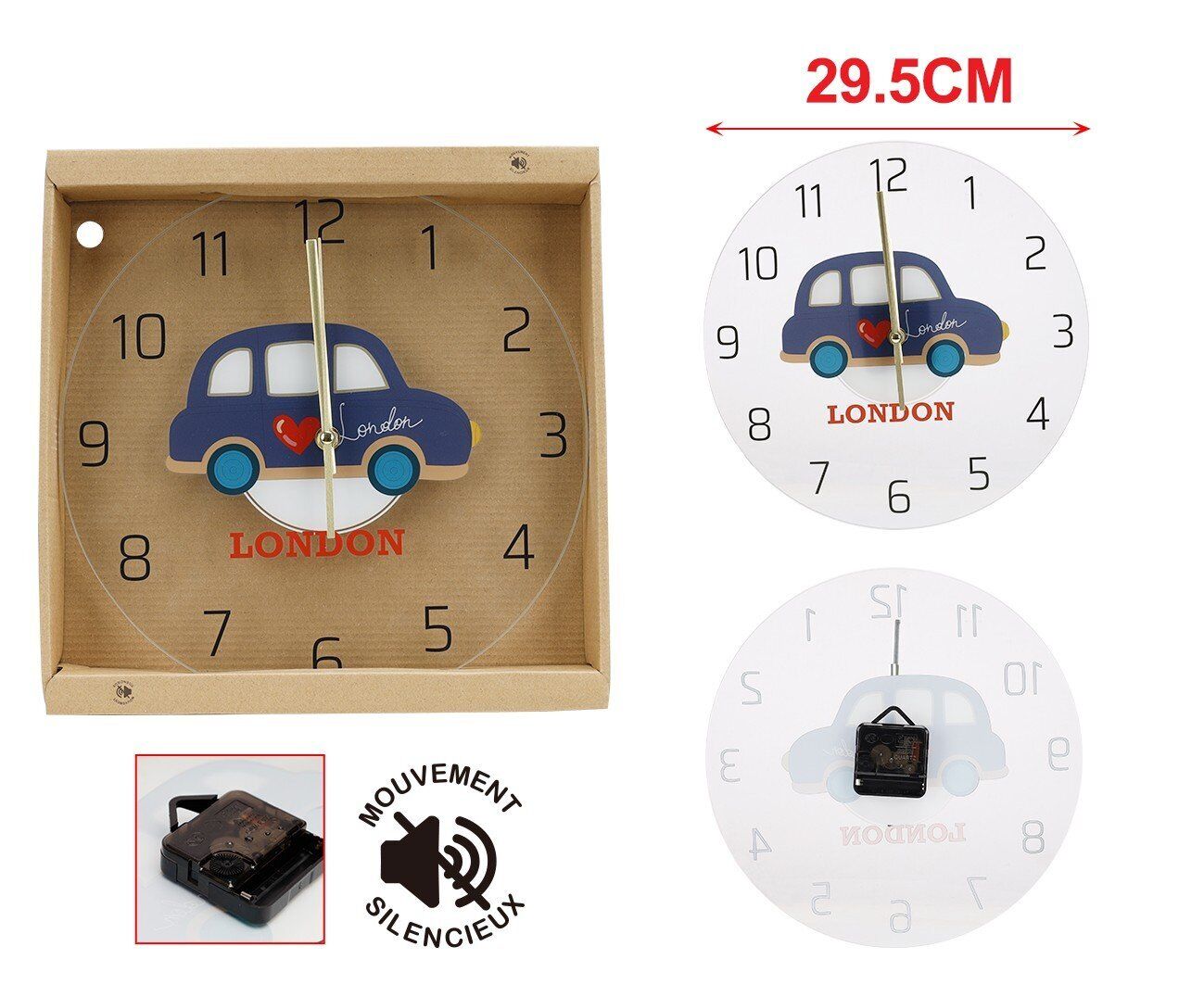 Orologio Da Parete Diametro 29.5cm In Vetro Disegno Car London <ul><li>Questo