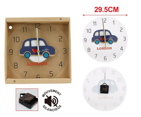 Orologio Da Parete Diametro 29.5cm In Vetro Disegno Car London <ul><li>Questo