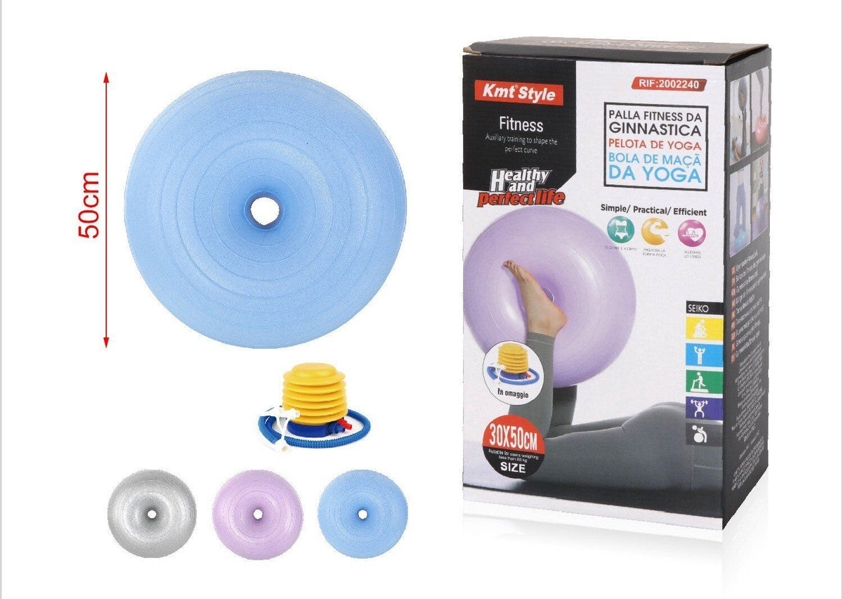 Palla Pilates Fitness Da Ginastica Yoga Forma Ciambella Diametro 30x50cm Colore