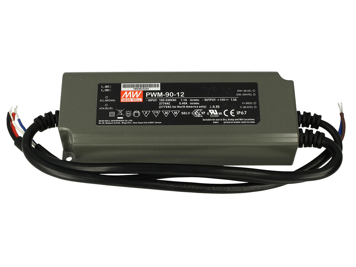 Alimentatore Led Meanwell PWM-90-12 Dimmerabile 90W 12V IP67 Dimming 3 in 1