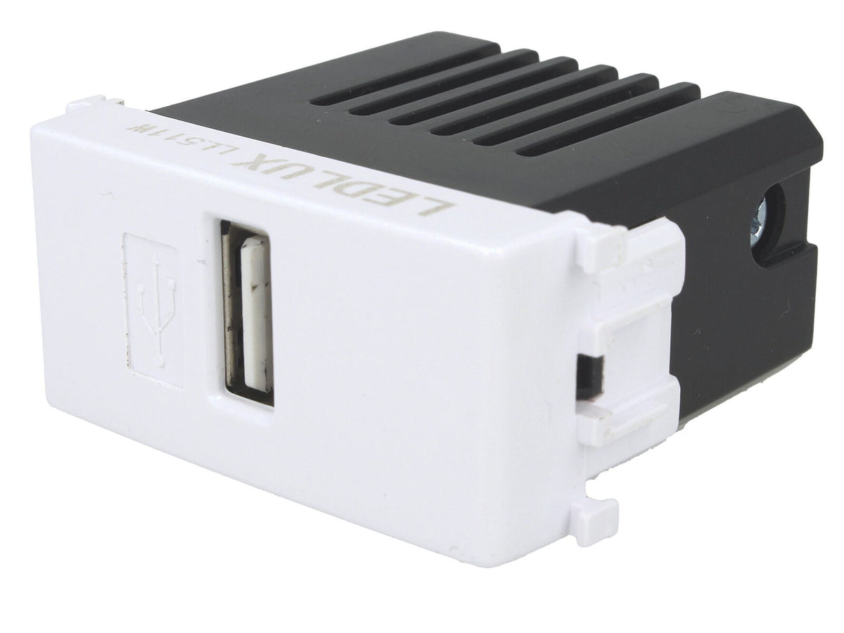 Modulo Caricatore USB 5V 2.1A Compatibile Con Placca Vimar Plana Colore Bianco