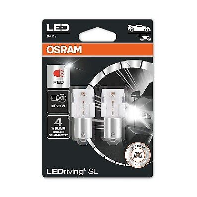 COPPIA Lampade Lampadine OSRAM LEDriving BA15S 12V P21W ROSSO
