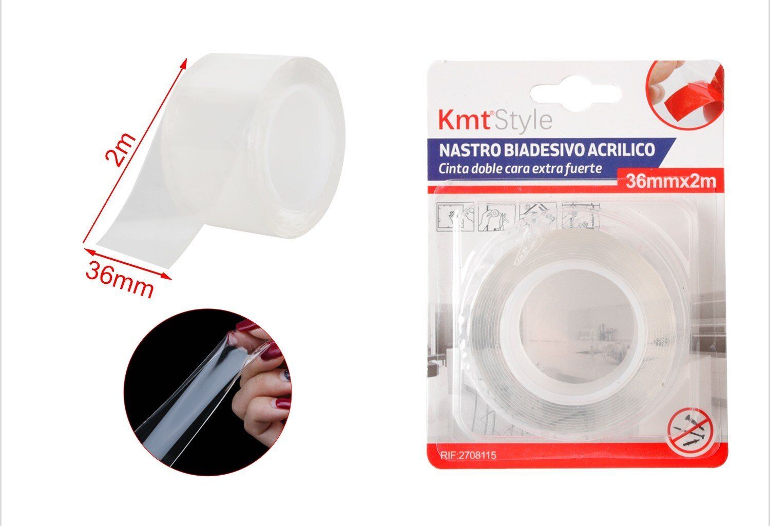 Nastro Biadesivo Acrilico Extra Forte Trasparente 36mm X 2MT <ul><li>Il nostro