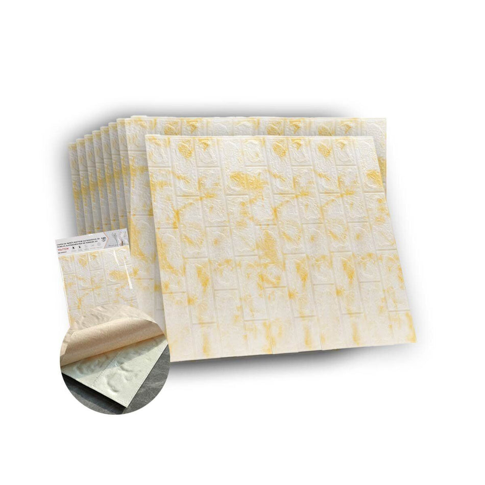10 PZ Carta da Parati 3D Bianco Giallo Pannelli Autoadesivi Per Pareti Muri