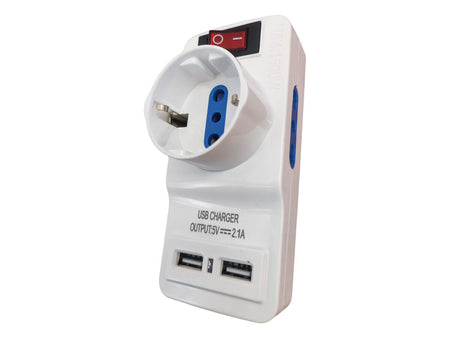Multipresa Ciabatta Elettrica Spina Con 2 USB 2.1A 2 Prese 2P+T 10/16A + 1 Pres