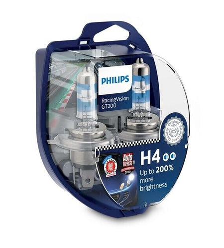 COPPIA Lampada Lampadina Luce PHILIP RACING GT200  VISION H4 P43t-38 12V60/55W