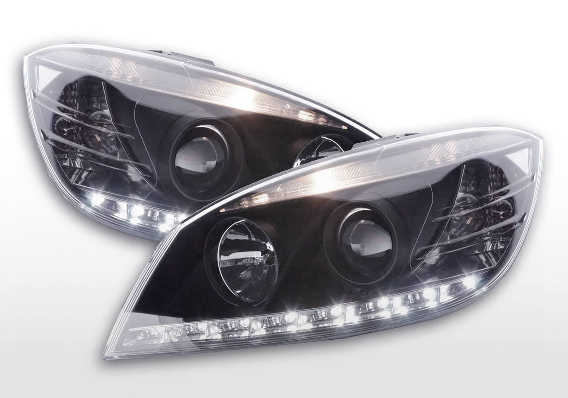 Coppia Fari Fanali Anteriori Tuning Dayline DRL Merc classe c  W204 07-10 Alogen