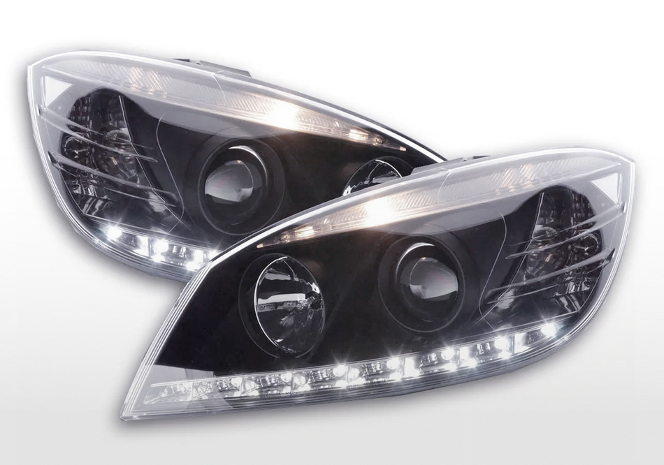 Coppia Fari Fanali Anteriori Tuning Dayline DRL Merc classe c  W204 07-10 Alogen
