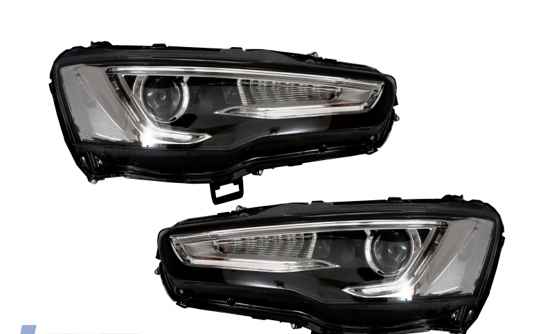 Coppia Fari Fanali TUNING LED DRL LANCER X LTI EVO Freccia Dinamica