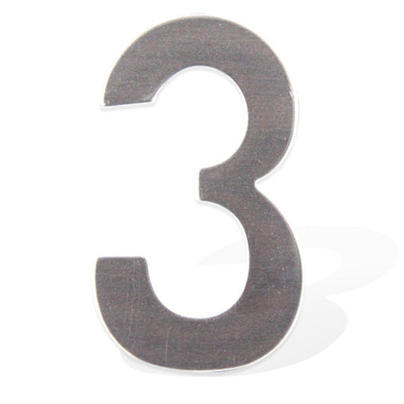 Numero Civico Adesivo 3 in Acciaio Inossidabile Colore Cromato 75mm <ul><li