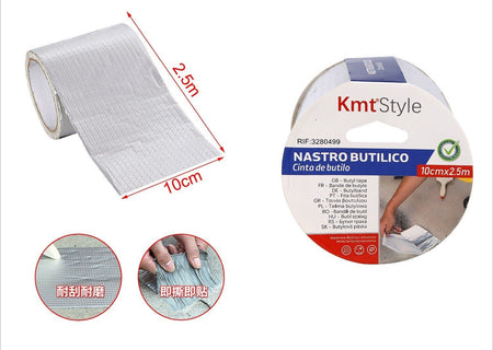 Nastro Butilico Sigillante Impermabile 100mm X 250cm Grigio Argento <ul><li>Il