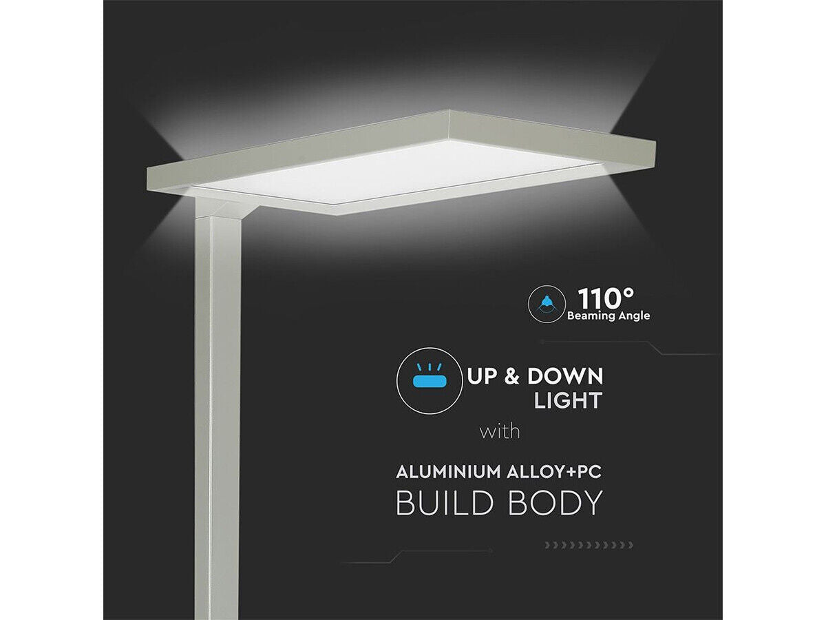 Piantana Lampada Led Da Terra Moderna Argento Con Touch Dimmerabile 80W Alta